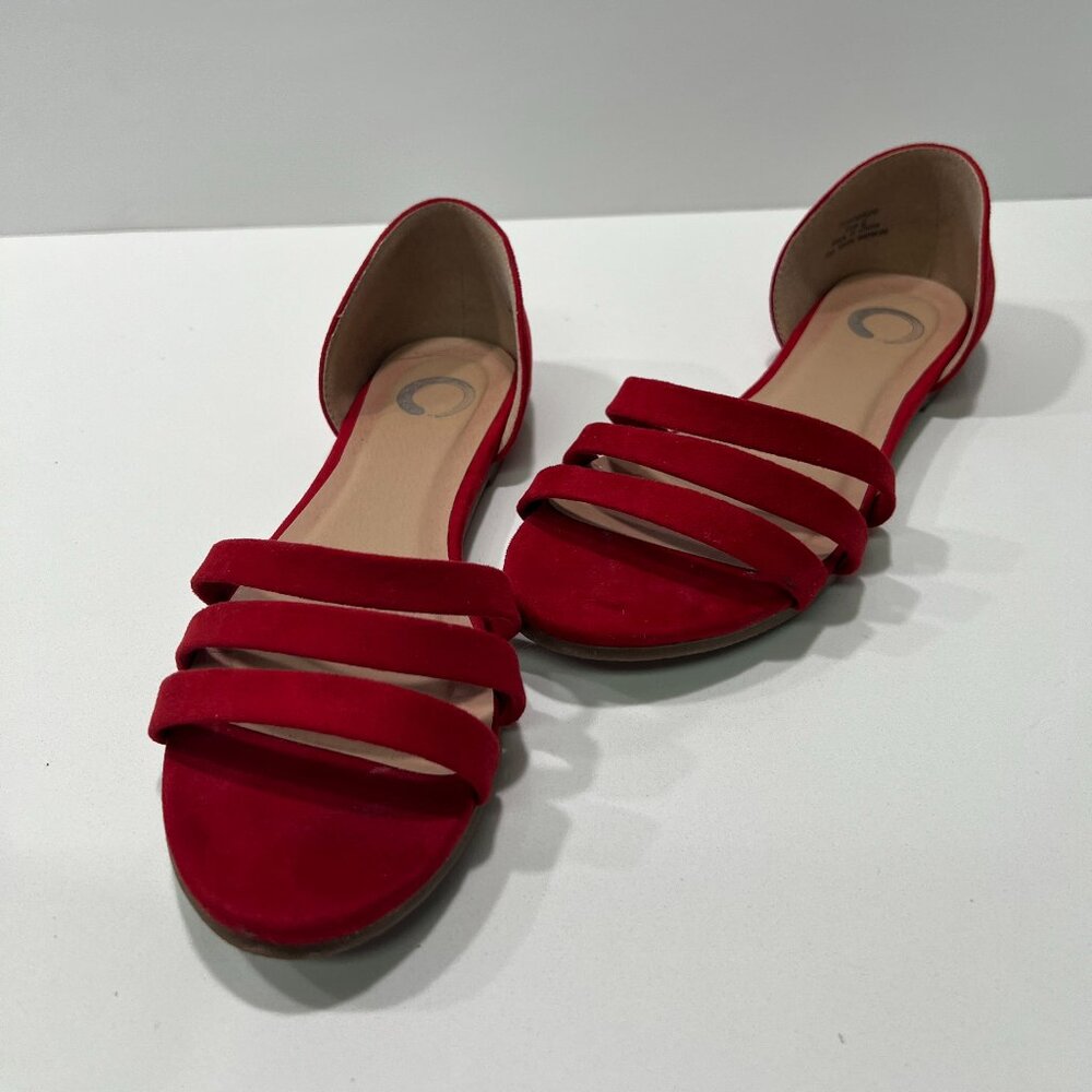 "Step into summer in style with these stunning red sandals!"